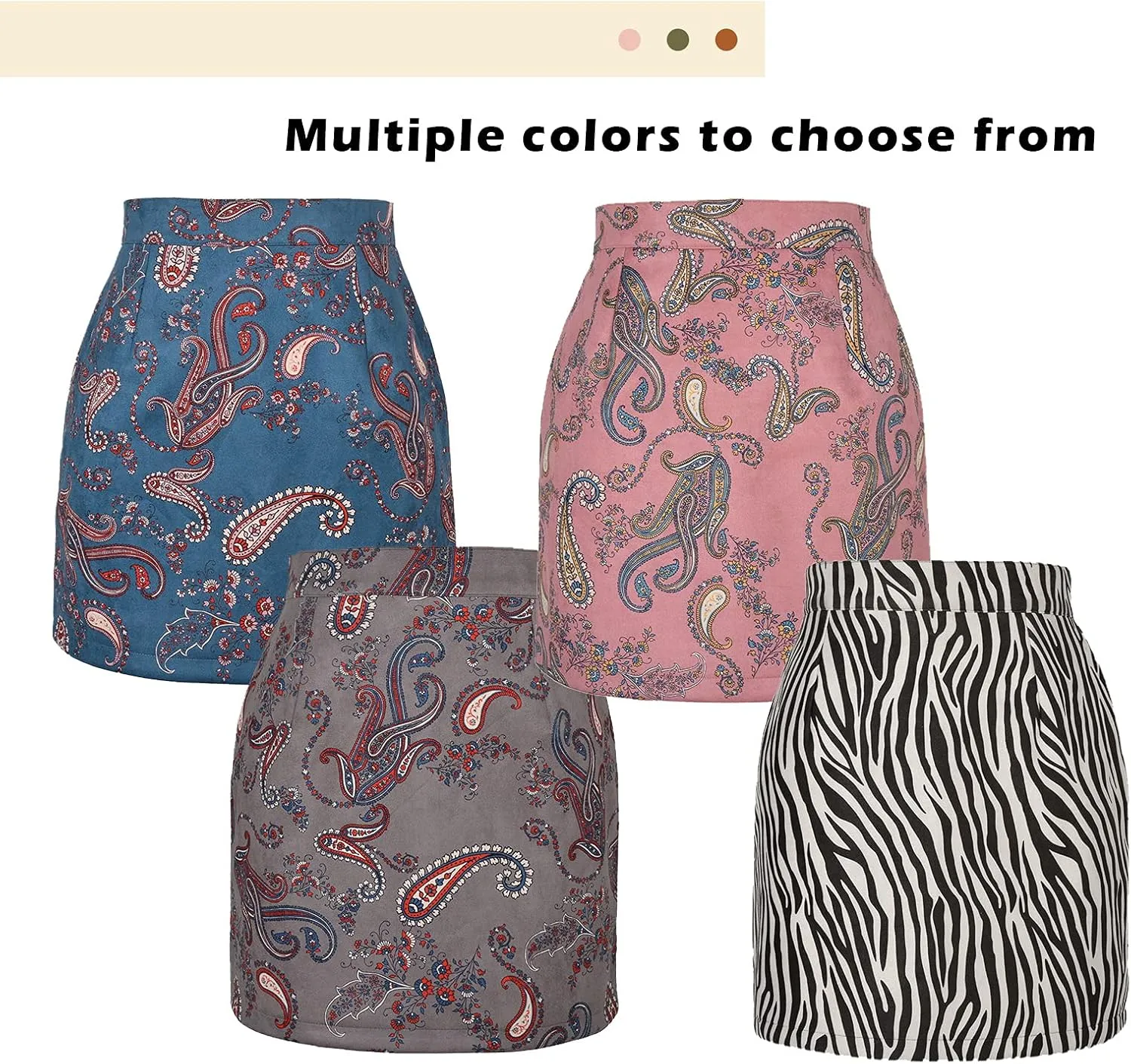 Aivtalk Women's Faux Leather Leopard Skirt Split A Line Bodycon Mini Pencil Skirt