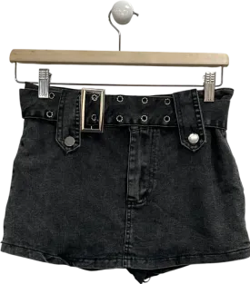 A.M.B.A Studios Grey Venus Denim Skirt With Built In Shorts UK M