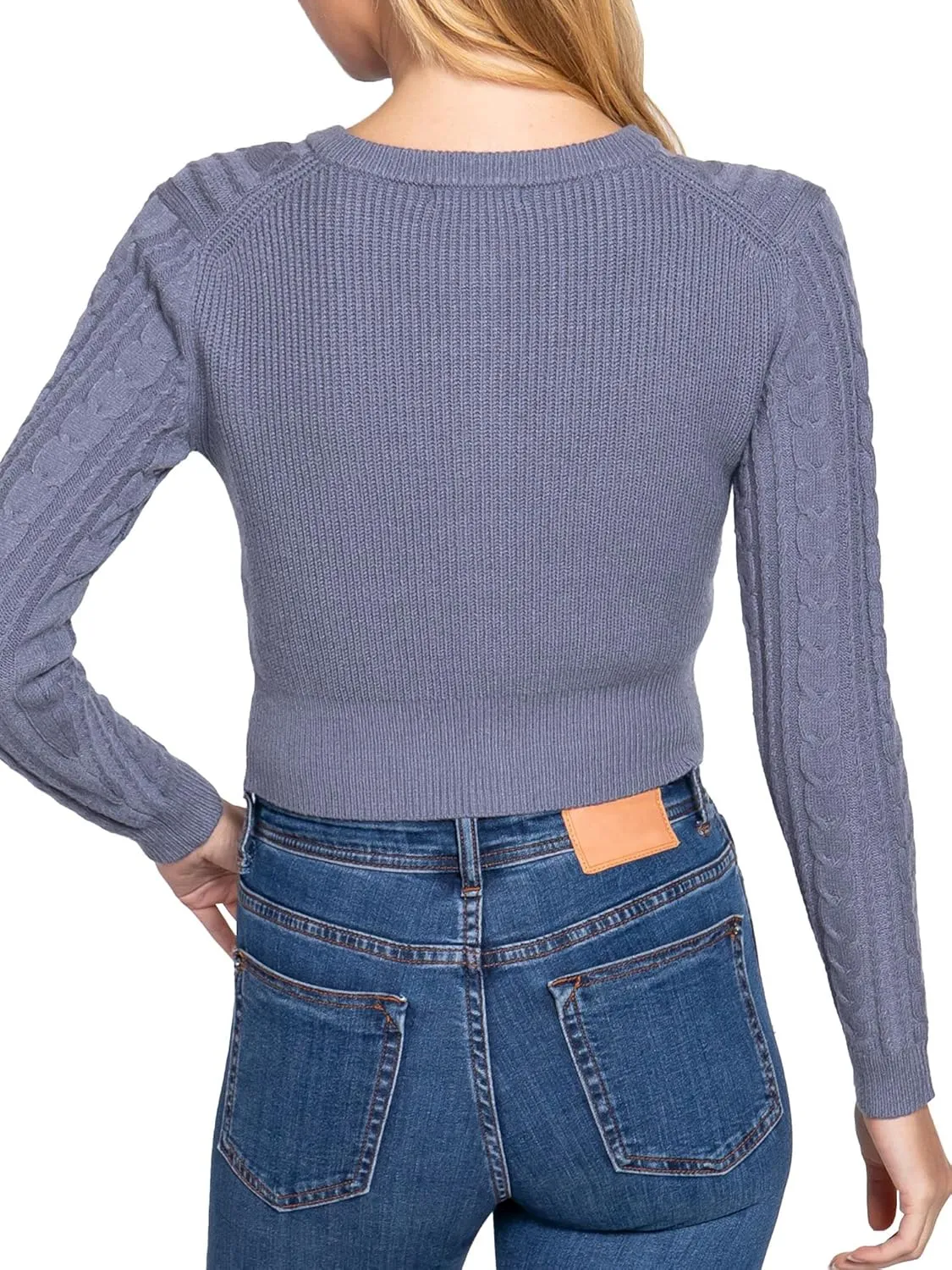 DAY VILLAGE Women's Casual Button Down Classic Retro Style Cable Pattern Cropped Sweater Knit Cardigan