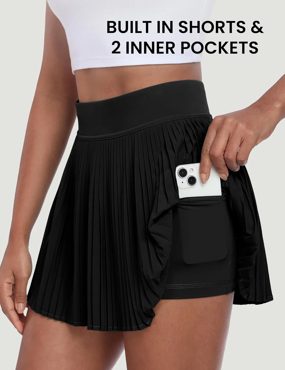 Desol Pleated Tennis Skirt for Women with Pocket Shorts High Waisted Women's Tennis Skort Athletic Golf Skirts for Casual