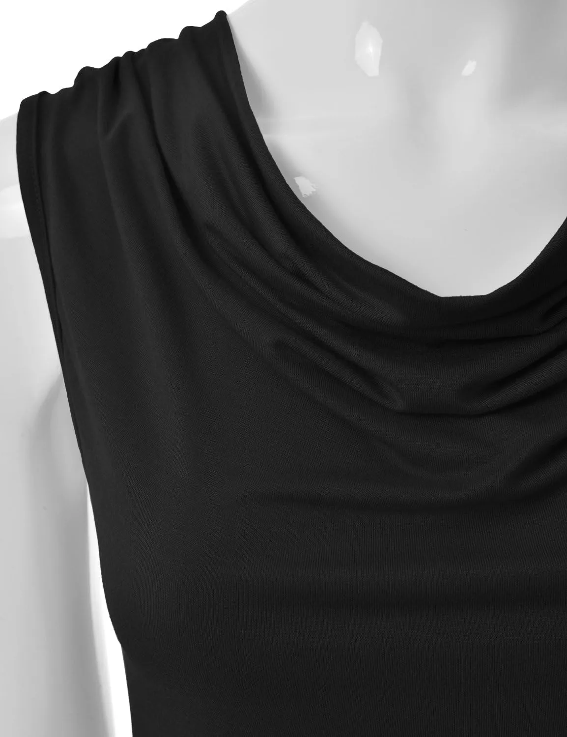 EIMIN Women's Cowl Neck Ruched Draped Sleeveless Stretchy Blouse Tank Top (S-3X)