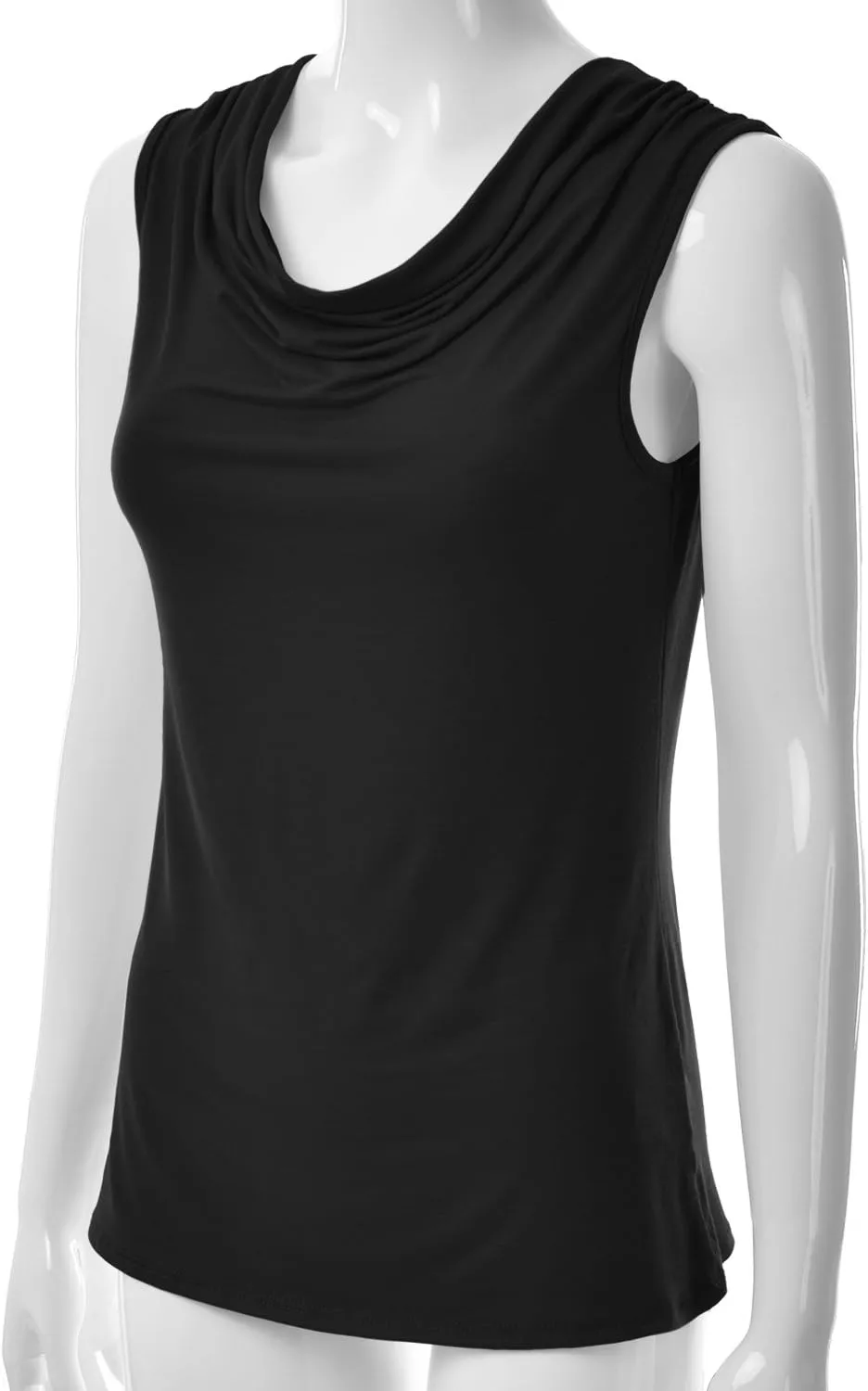 EIMIN Women's Cowl Neck Ruched Draped Sleeveless Stretchy Blouse Tank Top (S-3X)