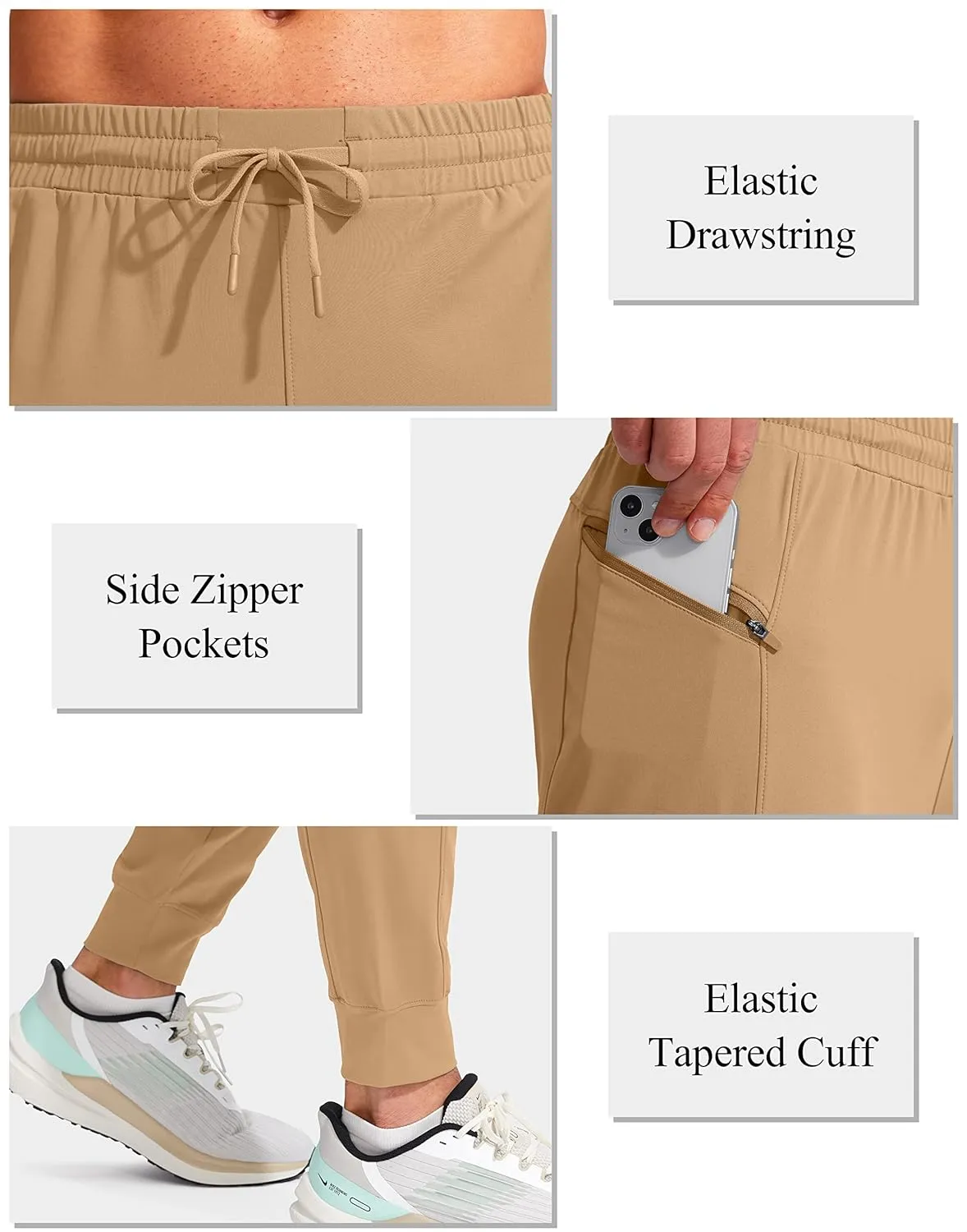 G Gradual Men's Joggers Pants with Zipper Pockets Stretch Athletic Sweatpants for Men Workout Jogging Running