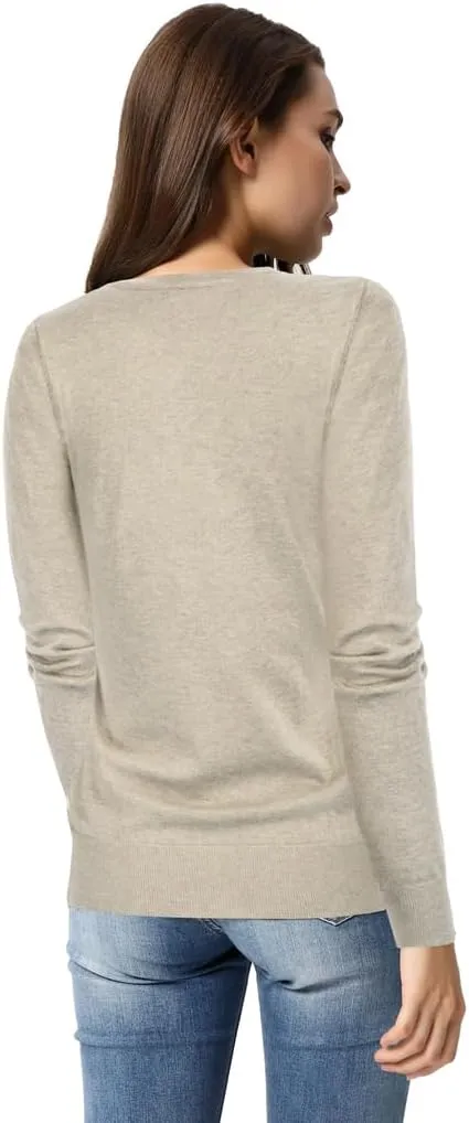 GRACE KARIN Women's Long Sleeve Button Down Crew Neck Classic Sweater Knit Cardigan