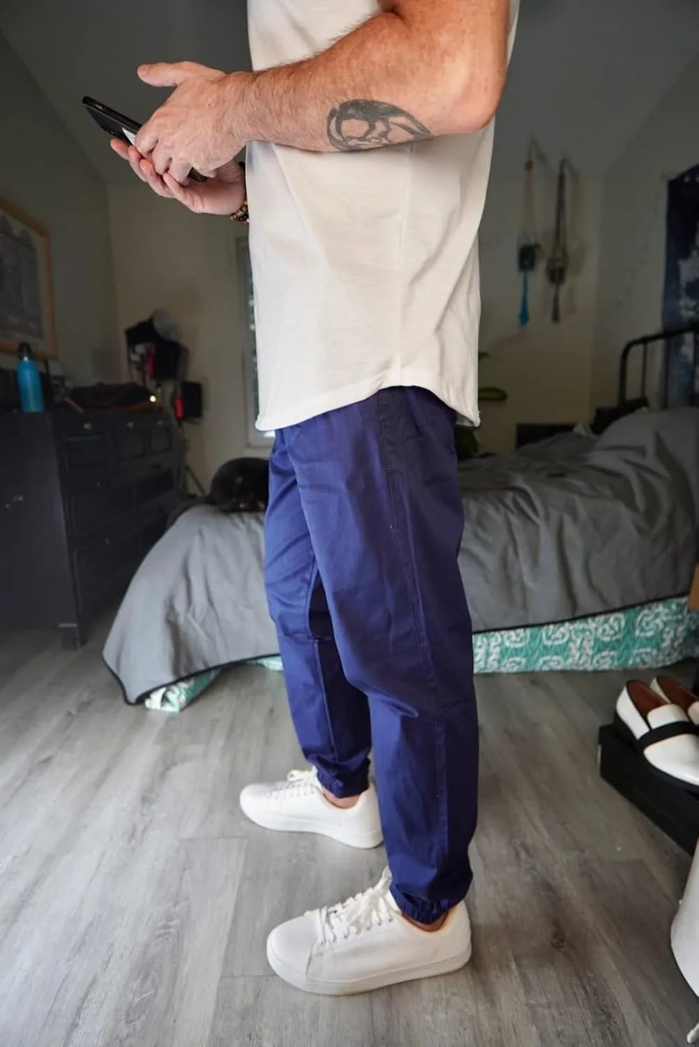 JMIERR Mens Casual Joggers Pants - Cotton Drawstring Chino Cargo Pants Hiking Outdoor Twill Track Jogging Sweatpants Pants