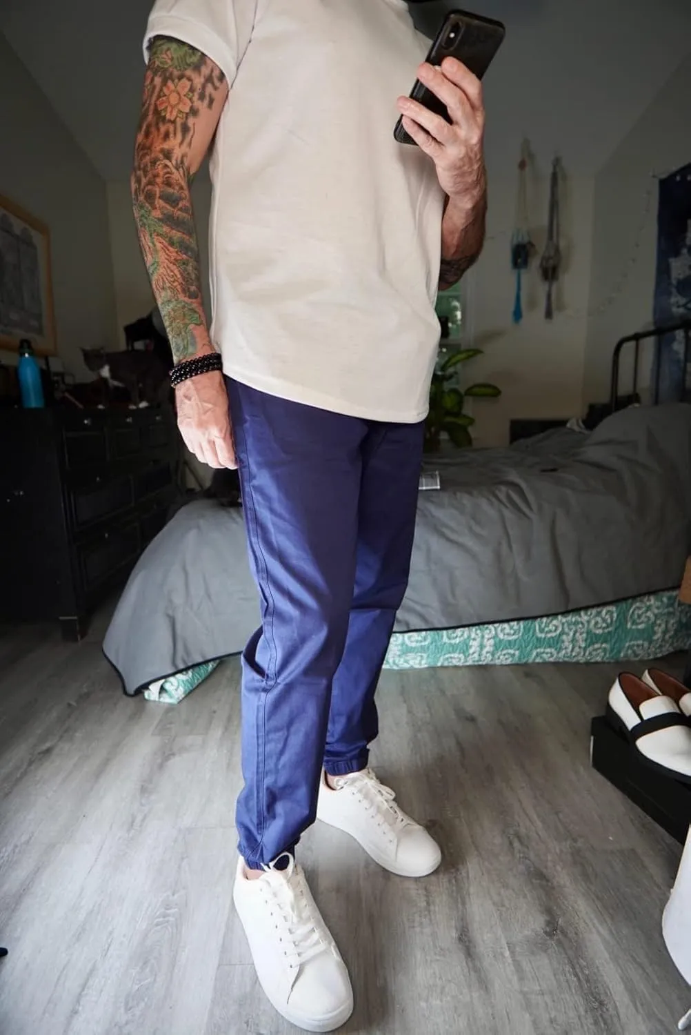 JMIERR Mens Casual Joggers Pants - Cotton Drawstring Chino Cargo Pants Hiking Outdoor Twill Track Jogging Sweatpants Pants