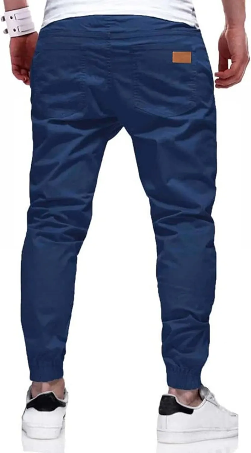 JMIERR Mens Casual Joggers Pants - Cotton Drawstring Chino Cargo Pants Hiking Outdoor Twill Track Jogging Sweatpants Pants