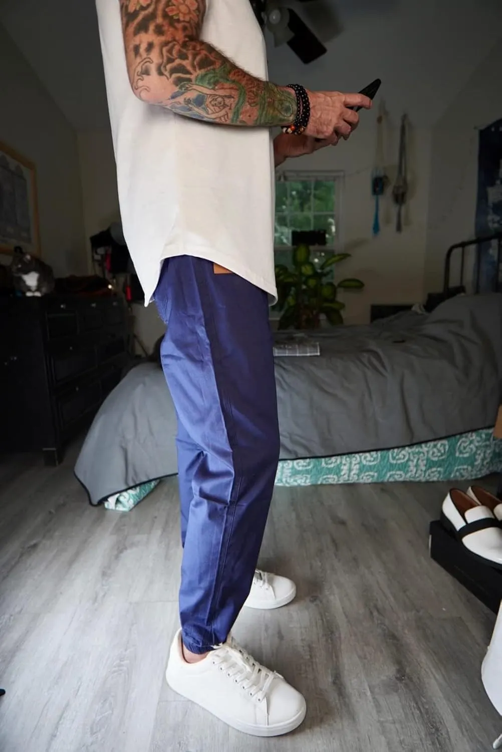 JMIERR Mens Casual Joggers Pants - Cotton Drawstring Chino Cargo Pants Hiking Outdoor Twill Track Jogging Sweatpants Pants
