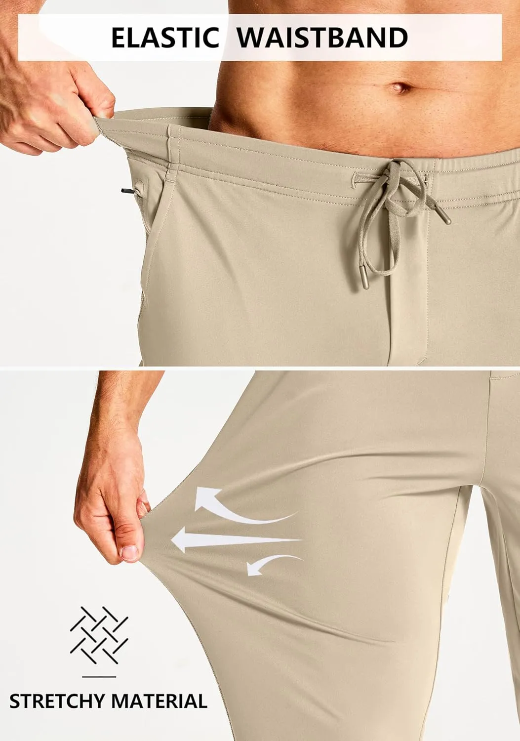 Men's Joggers Pants with Zipper Pockets Sweatpants Athletic Track Running Golf Workout Gym Pants for Men