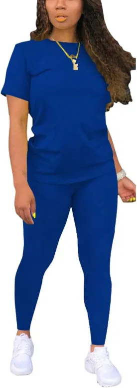 Nimsruc Biker Short Sets Women 2 Piece Outfits Summer Short Sleeve Jogger Tracksuit