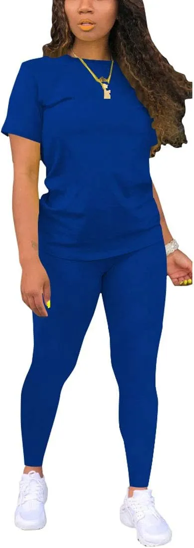 Nimsruc Biker Short Sets Women 2 Piece Outfits Summer Short Sleeve Jogger Tracksuit