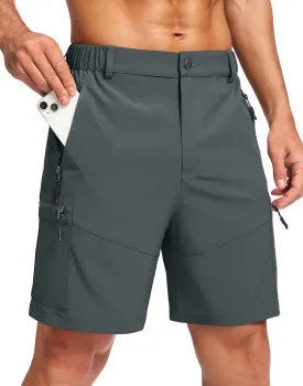 Pudolla Men's Hiking Cargo Shorts Lightweight 7" Travel Casual Shorts for Men Golf Work Outdoor with 5 Zipper Pockets