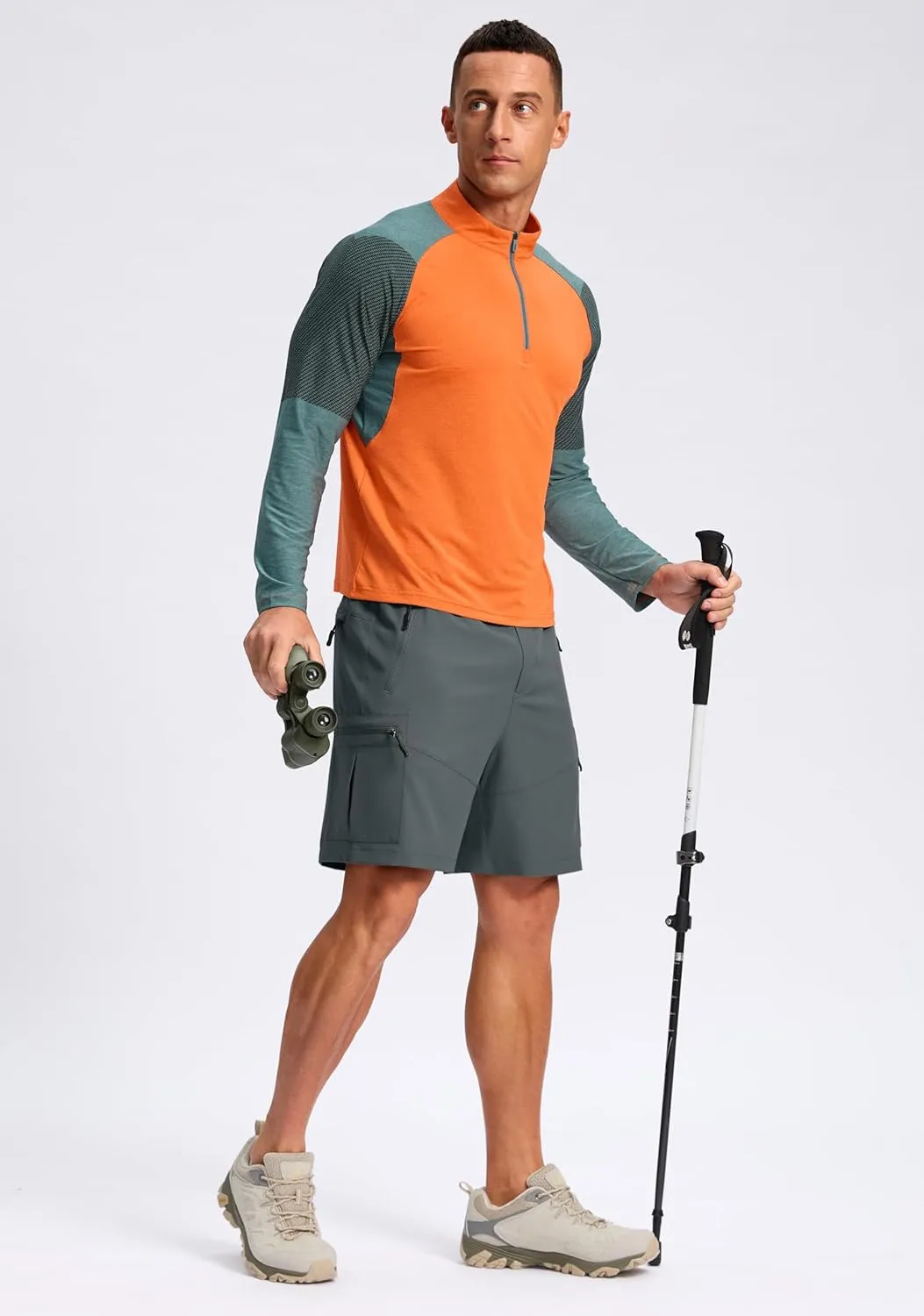 Pudolla Men's Hiking Cargo Shorts Lightweight 7" Travel Casual Shorts for Men Golf Work Outdoor with 5 Zipper Pockets