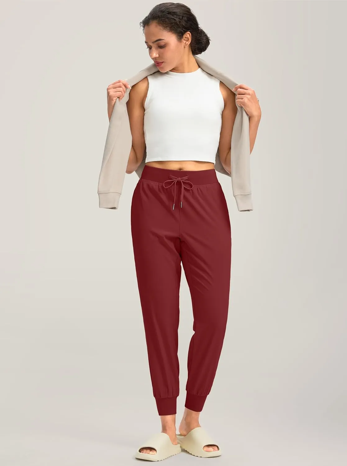 Soothfeel Women's Joggers with Zipper Pockets Lightweight Running Gym Travel Casual Workout Athletic Joggers Pants for Women