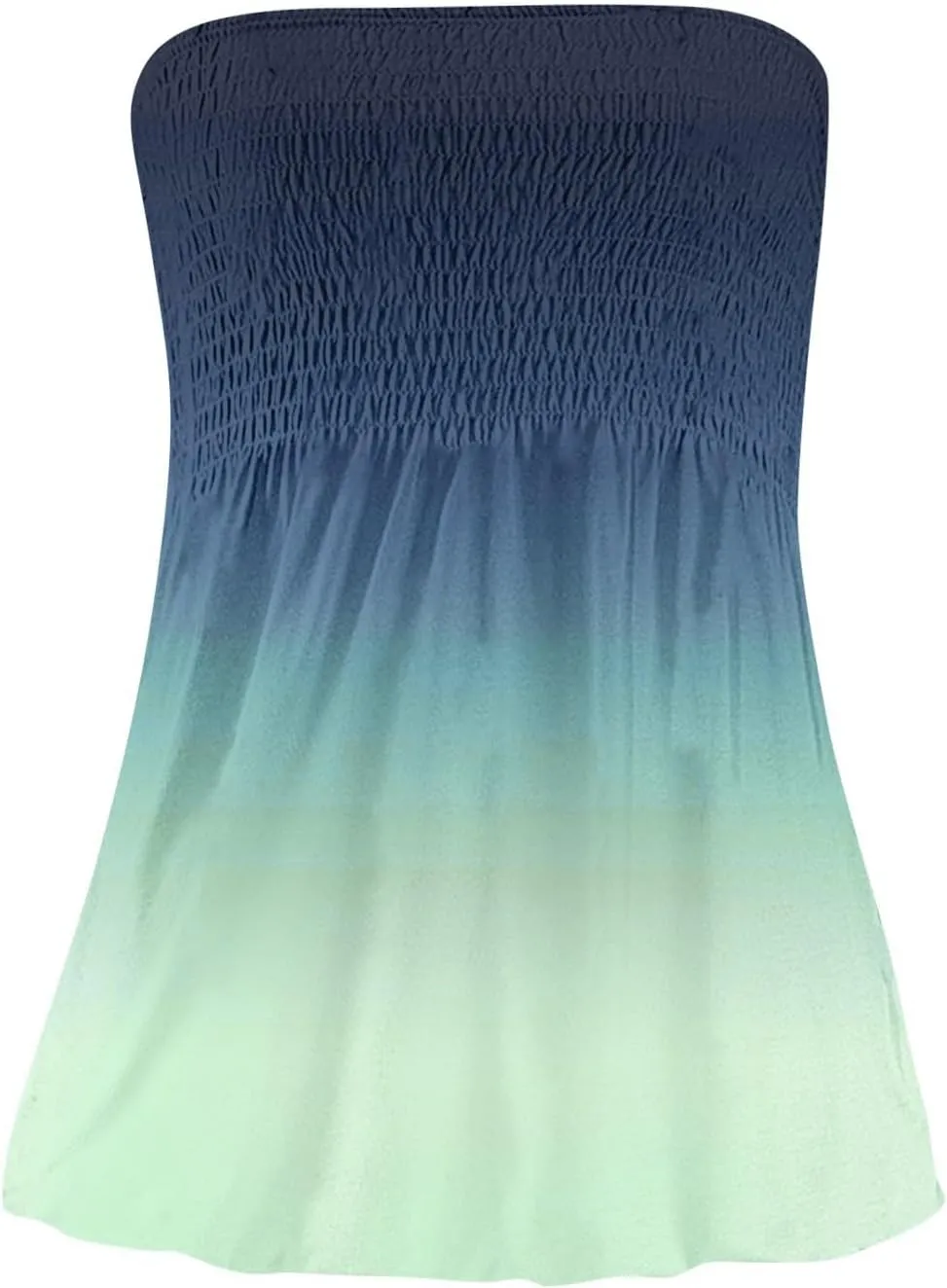 Women's Plus Size Tube Tops Summer Strapless Blouse Pleated Sleeveless Stretchy Sleeveless Flare Hem Tube